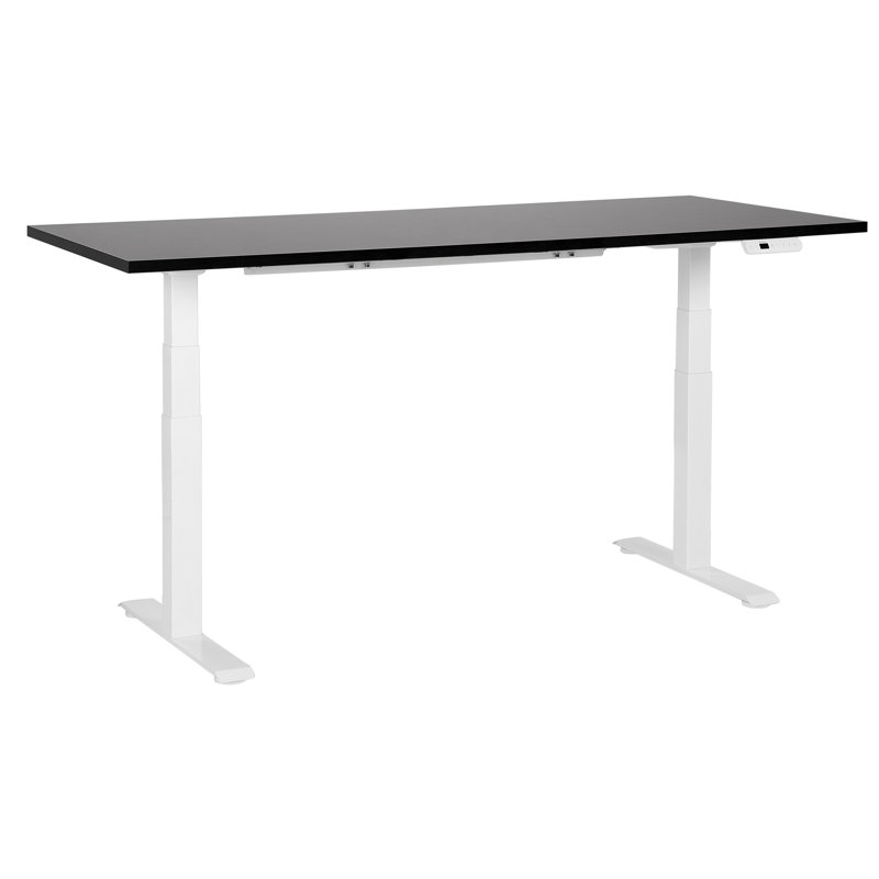 Luff Adjustable Metal Base Standing Desk, White, Black, 128cm H x 180cm W x 80cm D
