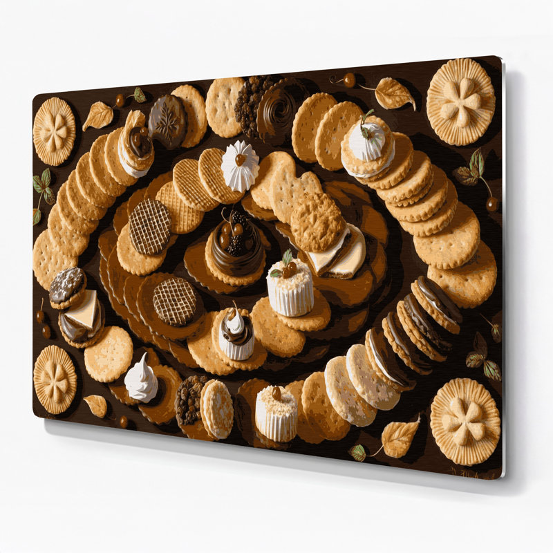 Desserts craquelins, art mural en métal noir, H 8 po x l 10 po