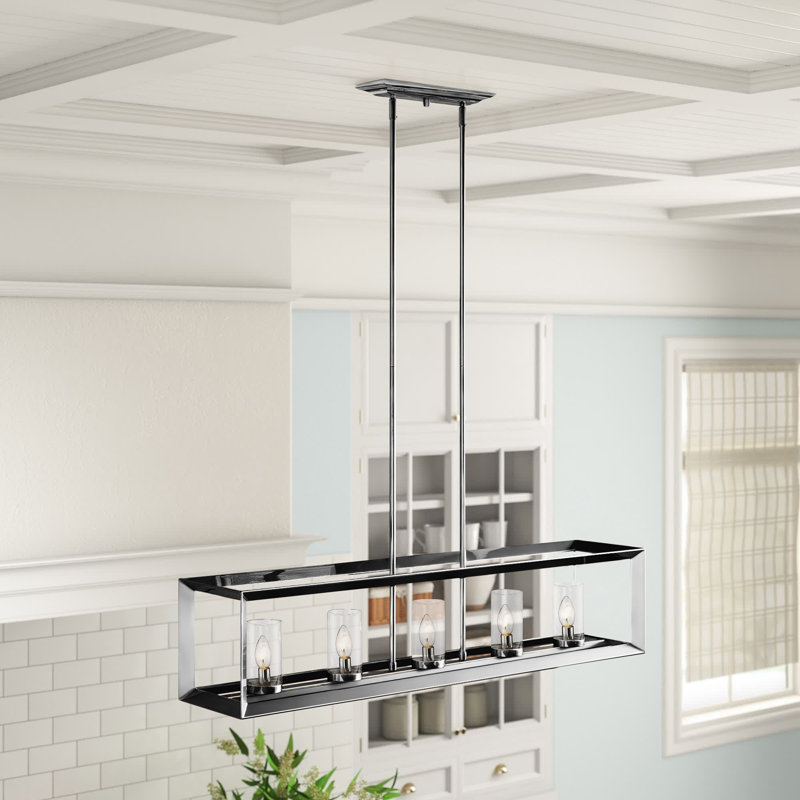 5 - Light Dimmable Linear Chandelier, Clear
