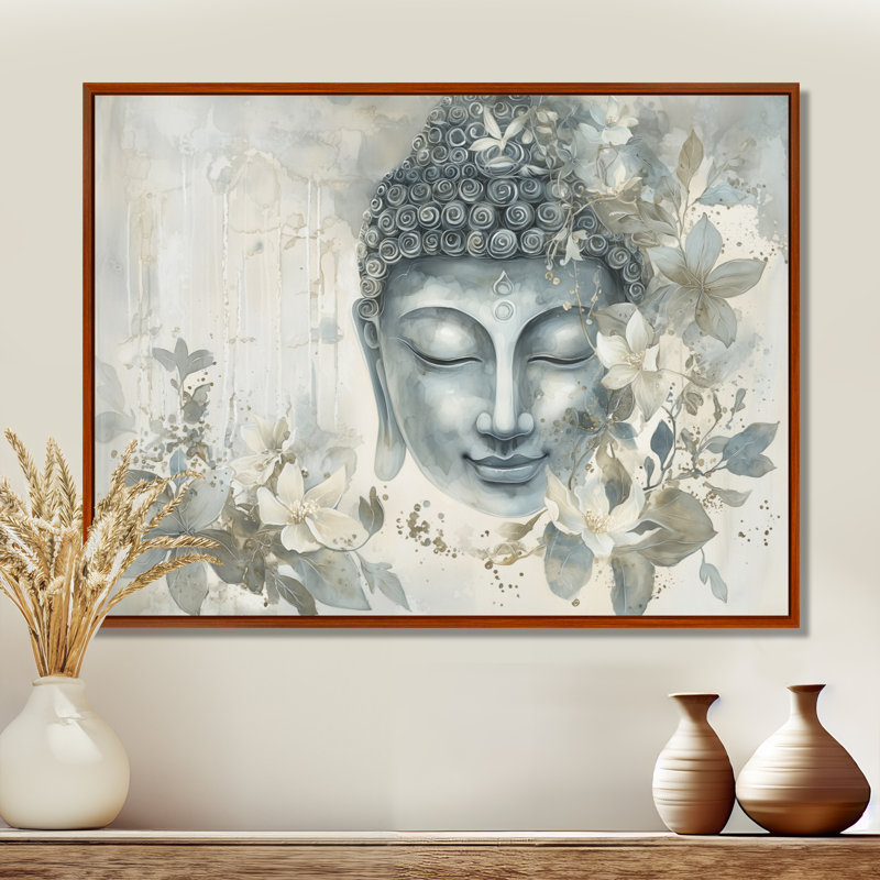 Bouddha gris murmurant le chemin du bouddhisme III - art mural bouddhisme, H 12 po x l 20 po, Brun