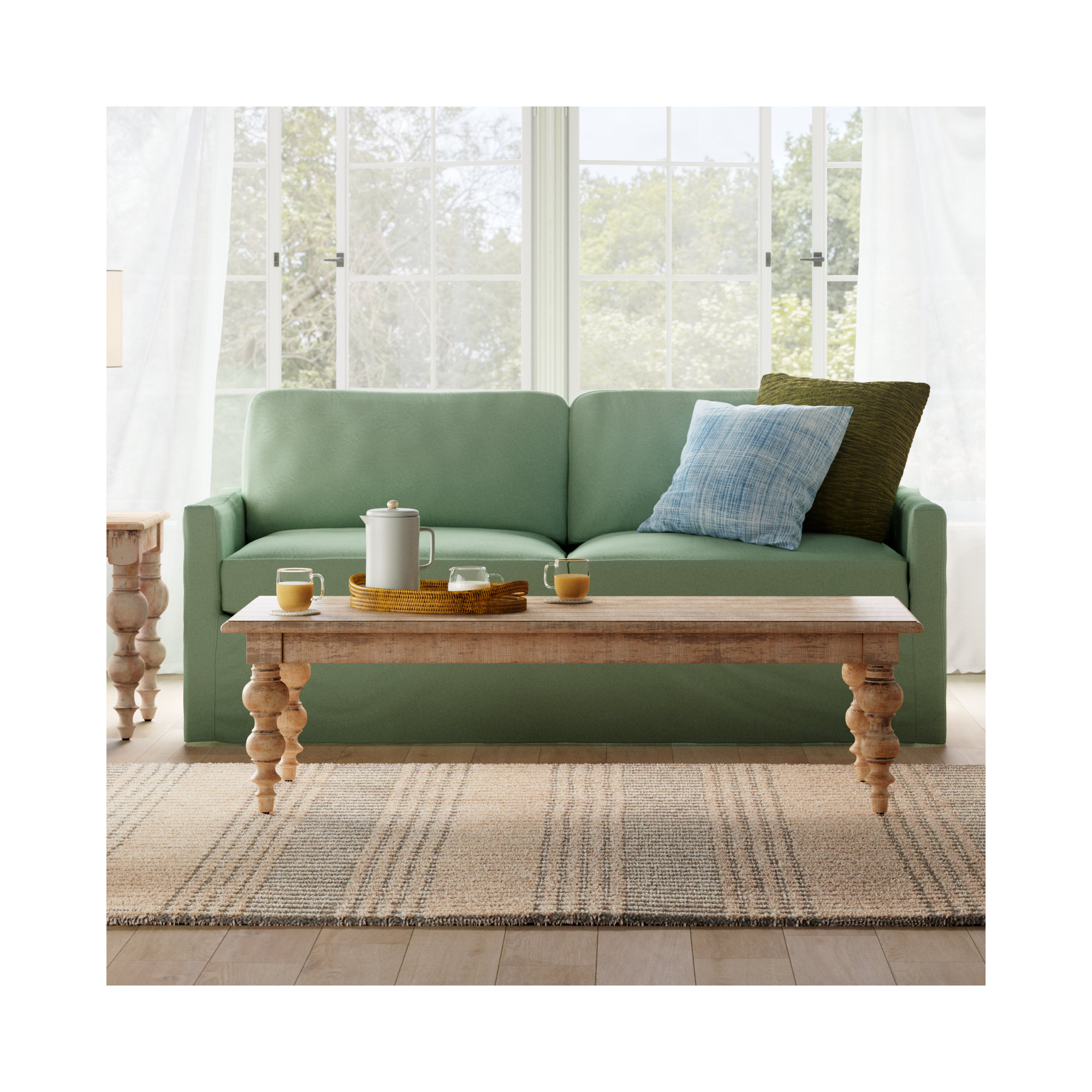 Savannah 84'' Upholstered Sofa, Bayou Spray Canvas