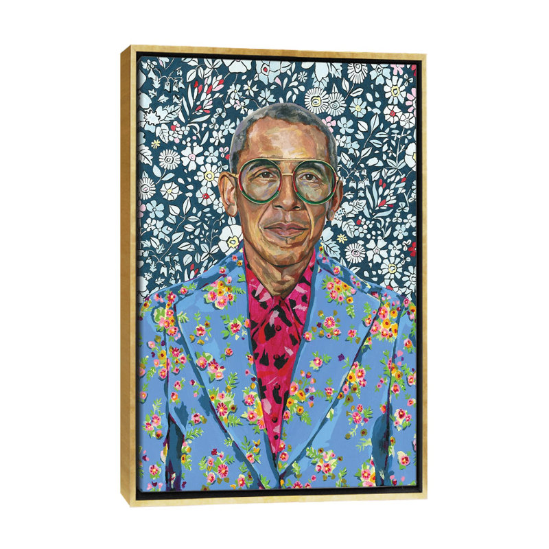 «Barack» par Heather Perry, reproduction d'art sur toile tendue, H 48 po x l 32 po x P 1,5 po, Toile avec cadre flottant or
