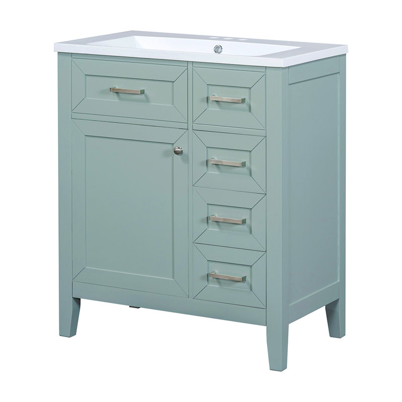 Armoire de salle de bain avec tiroirs, Chrome chrome, Vert