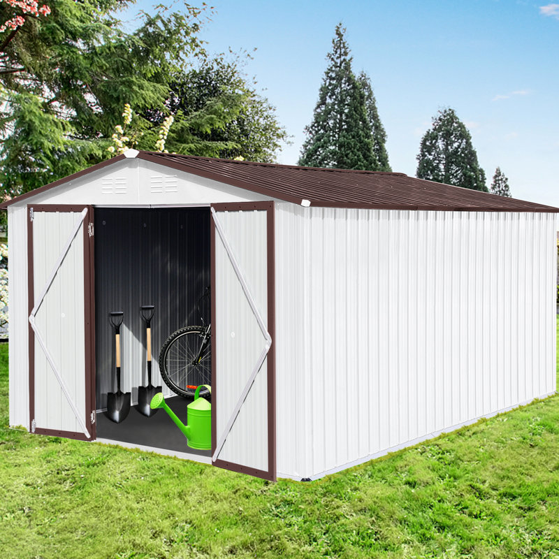 Remise en métal 10 pi x 12 pi - avec ventilation optimale, Naturel