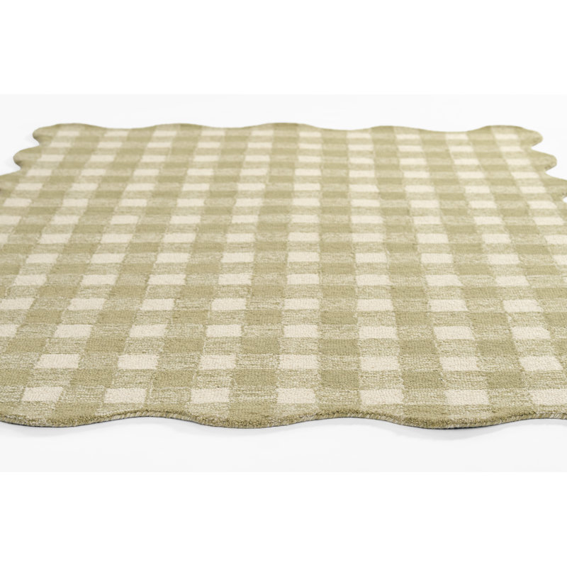 Momeni Lily Hand Tufted Wool Plaid Green Area Rug 5' X 7'6", Rectangle 5' x 7'6"