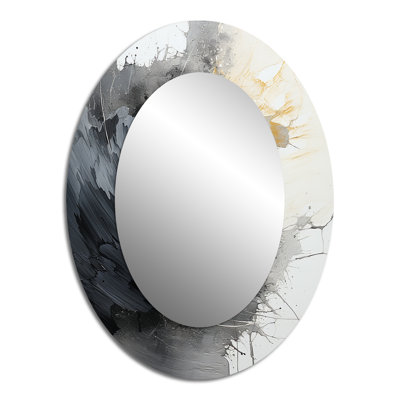 Contrasting Harmony II - Abstract Oval Decorative Mirror On Metal