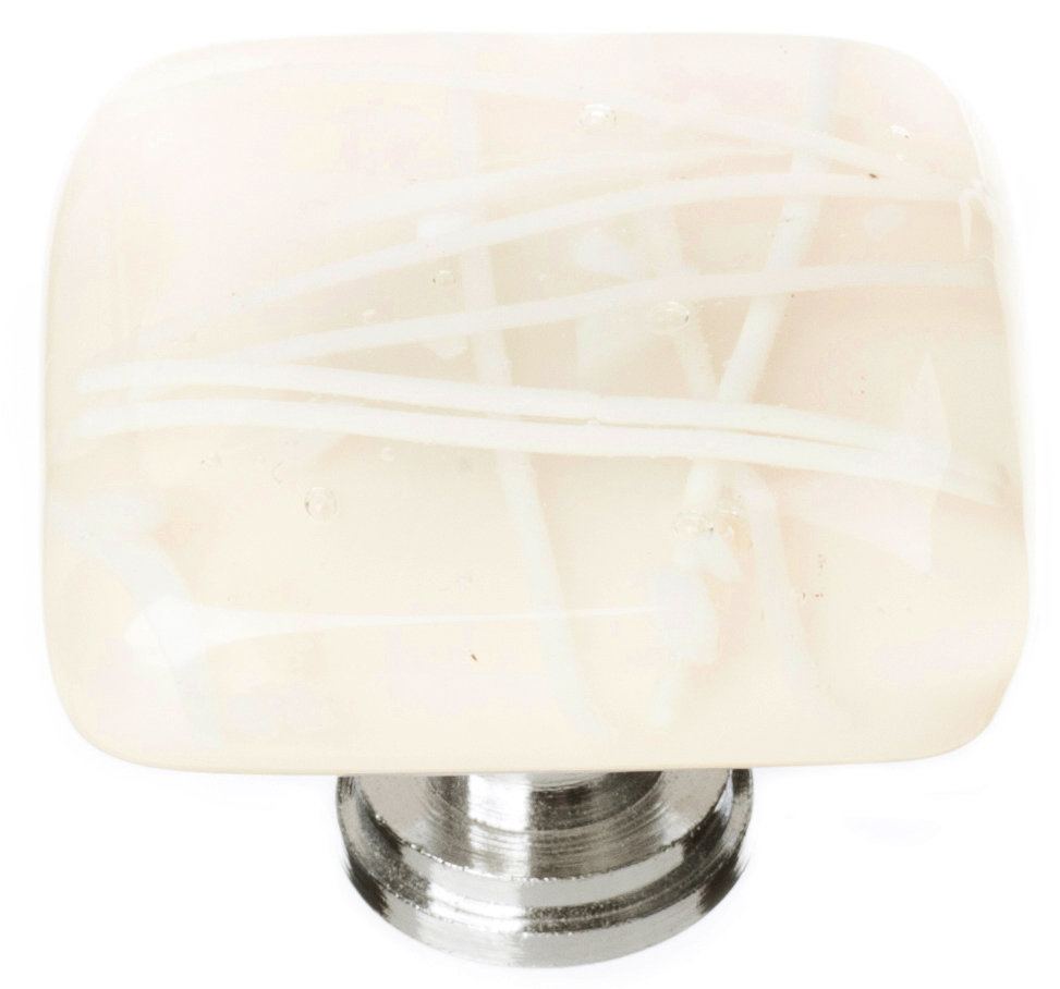 Cirrus Square Cabinet Knob, Polished Chrome, White