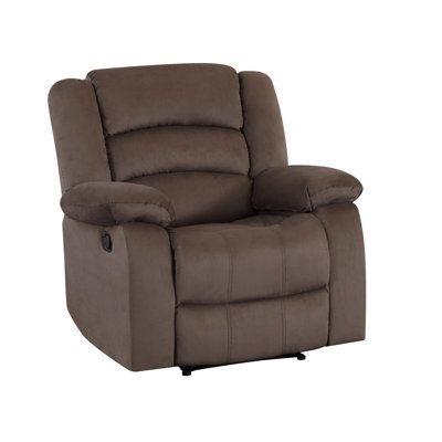Recliner Chair With Lumbar Aid - Brown Microfiber Fabric, 8 Sinuous Springs, Stainless Steel Base, Kiln-dried Hardwood, Foam Padding Relaxing In Brown, Microfiber, Hardwood Construction, Relief