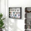 Vitrine à 5 niveaux, vitrine en verre avec 2 portes et tablettes réglables, fixation murale, noir, blanc