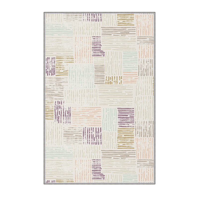 Premium Polyester Area Rug (5.2 x 7.5 ft), 100% Antibacterial, Non-Slip Underside, 0.3 in Pile Height | Machine Washable, 3D Digital Print, Durable Woven Carpet | Ideal for Living Room, Bedroom & Dining Spaces