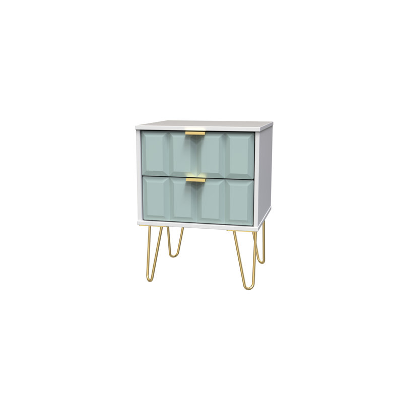 Fully Assembled Alkim Manufactured Wood Bedside Table, White/Green