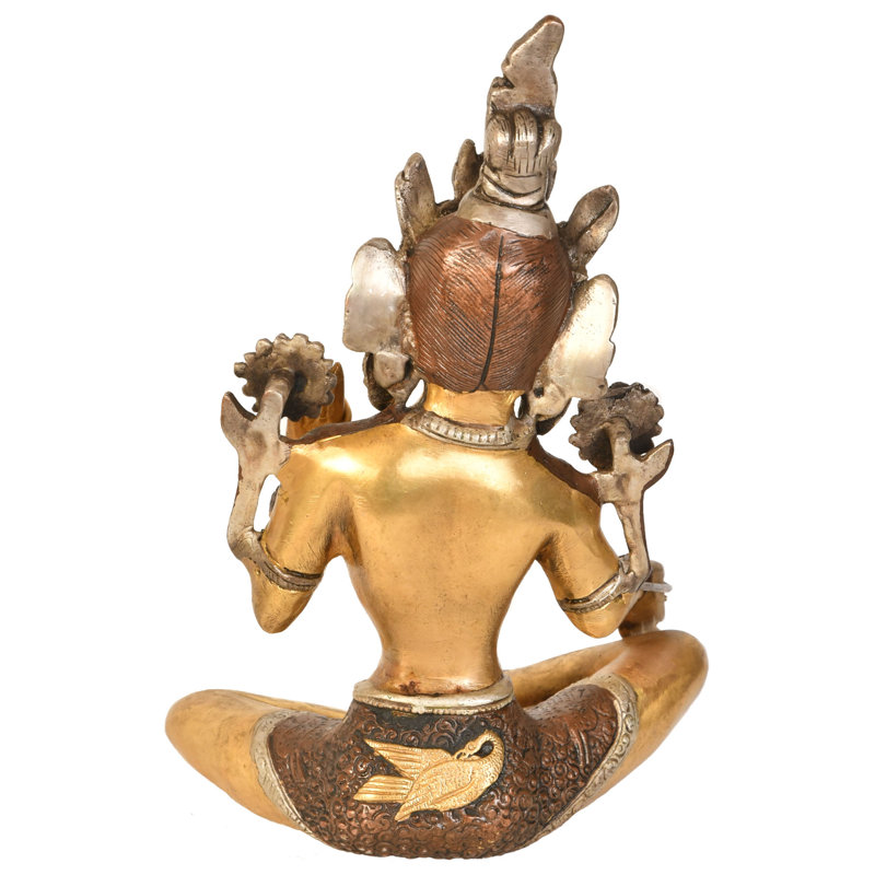 Statue de la déesse bouddhiste tibétaine Tara, Brun / or / argent