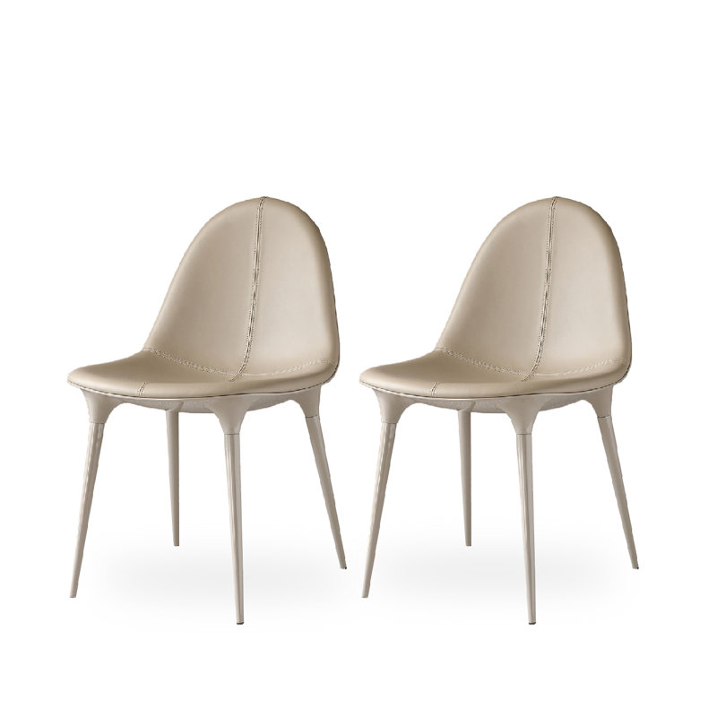 Chaises de salle à manger modernes et simples en cuir gris avec dossiers