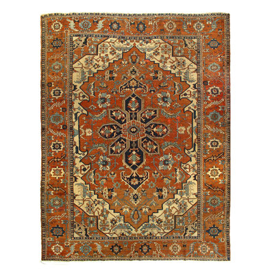 One-of-a-Kind Rectangle 10' X 13'2'' Before 1900 Large Rectangle Lamb's Wool Area Rug