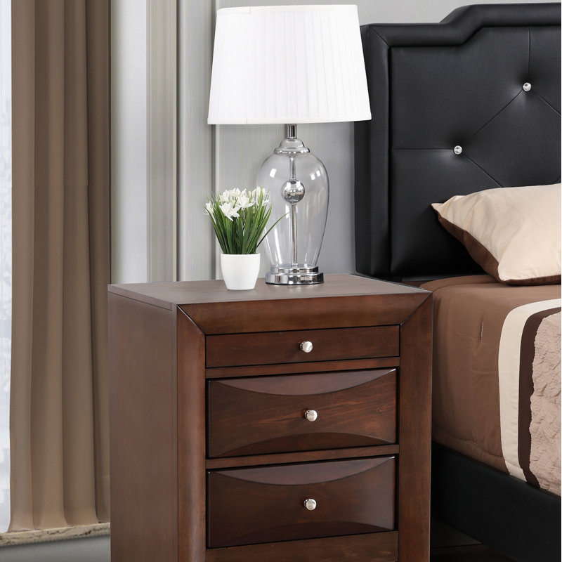 Table de chevet élégante avec tiroirs, Beige
