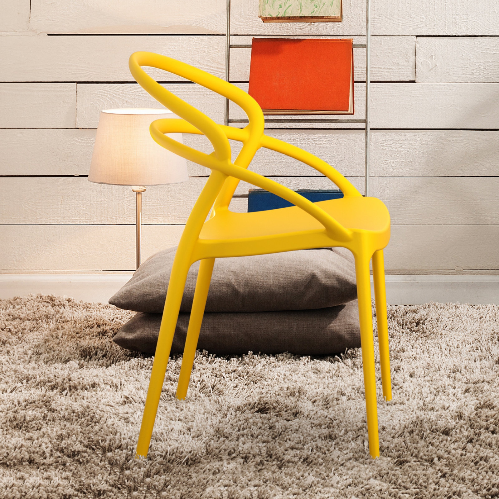 Grover Stacking Patio Dining Armchair, Yellow