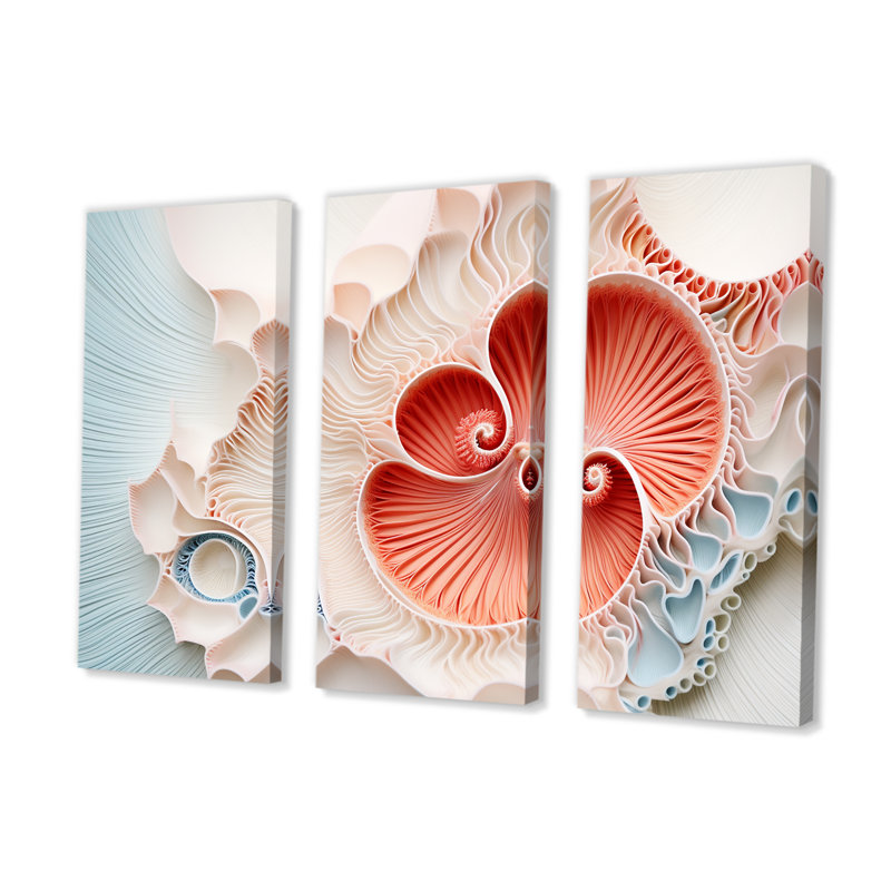 Ensemble de salon Coral Chamber Nautilus Spiral - Nautilus Wall Art, H 32 po x l 48 po x P 1 po