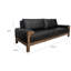 Causeuse Caisy, similicuir noir, structure en bois massif caramel, 69 po