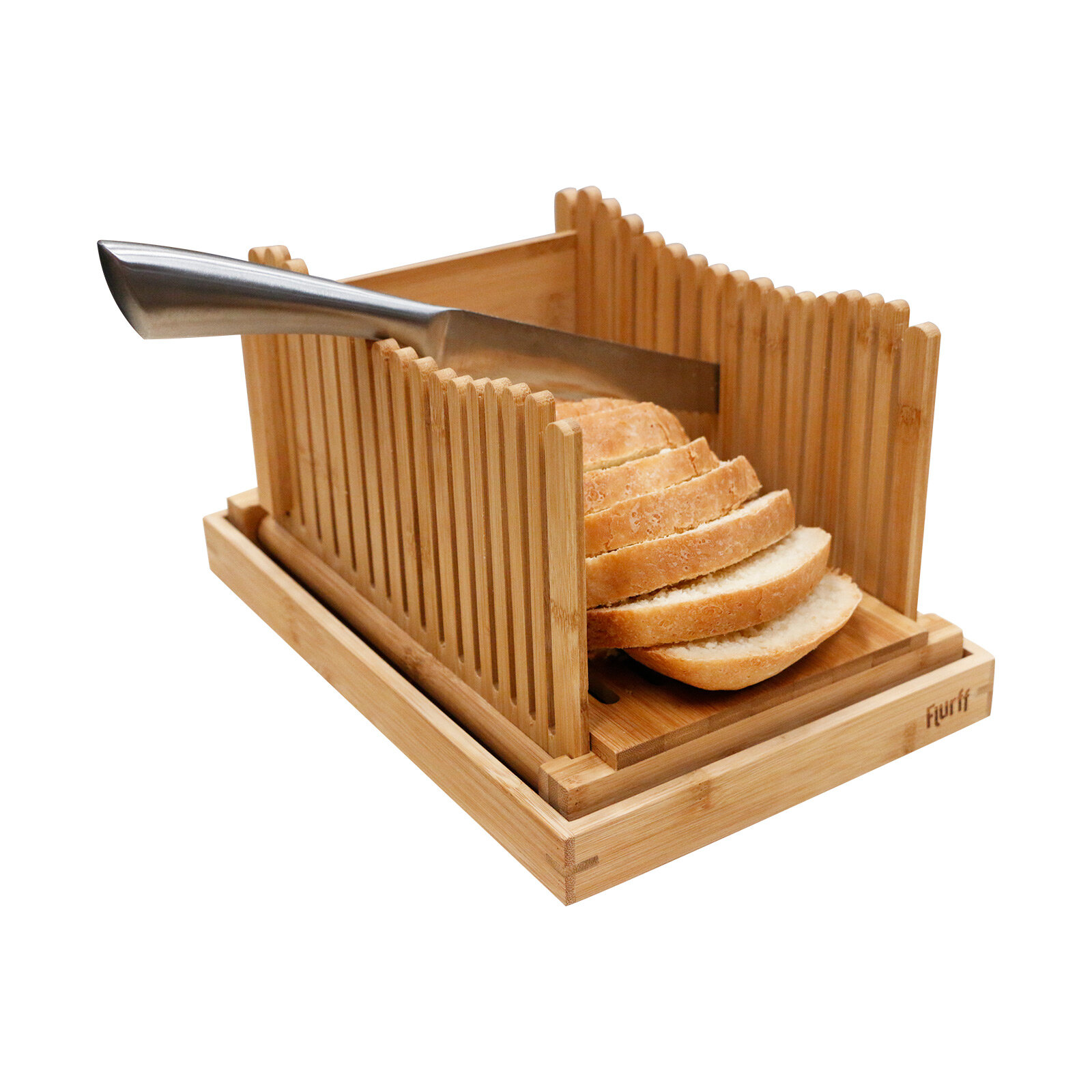 Bread Slicer Cutting Guide with Knife Bamboo Bread Cutter for