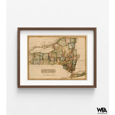 «New York 1817», reproduction de carte antique de New York, affiche de carte ancienne de New York, petite bibliothèque murale de New York, affiche de décor de métro de New York