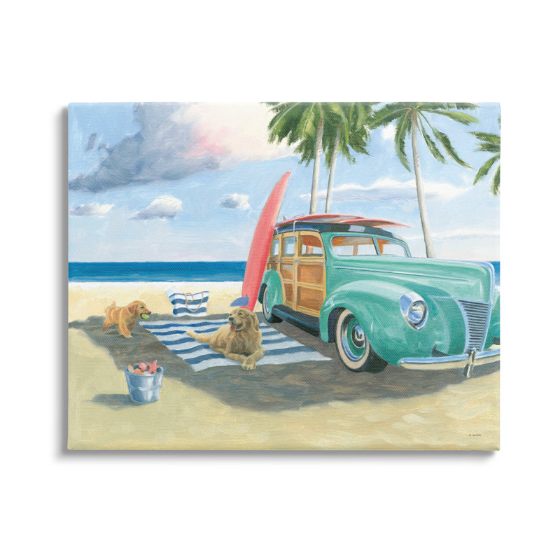 «Beachcrest Home ™ Dogs On Beach Shore», estampe numérique par James Wiens, H 36 po x l 48 po x P 1,5 po