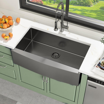 36" L x 21" W Farmhouse Kitchen Sink 16 Gauge Stainless Steel Kitchen Sink Apron Front Sink