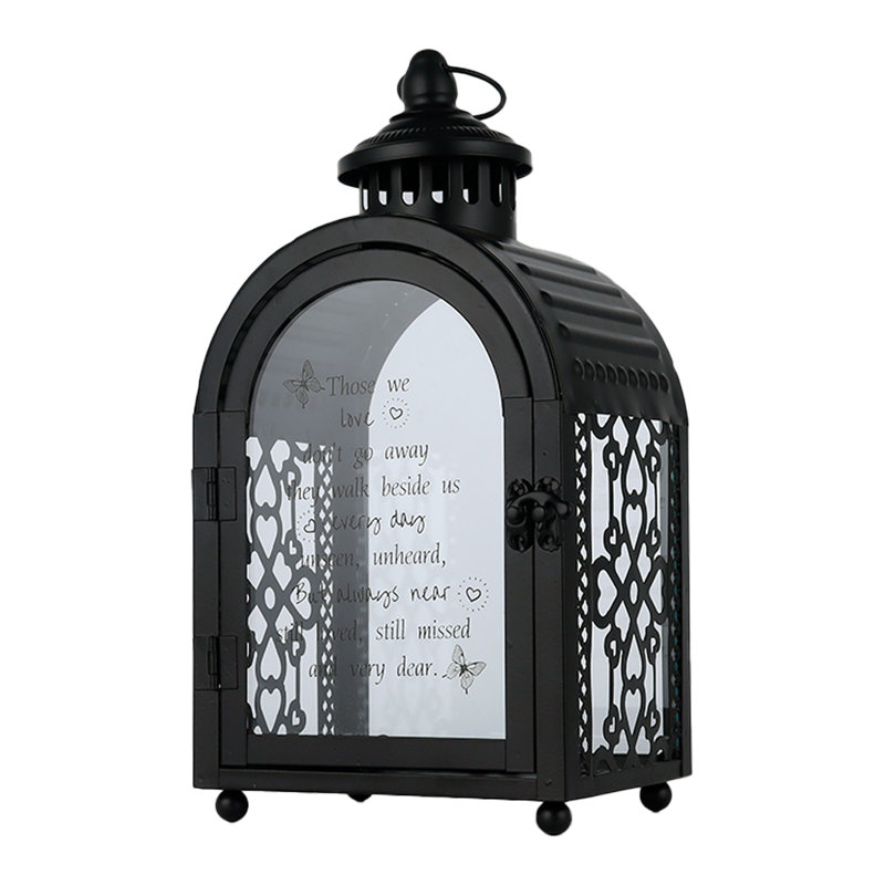 Trinx 11''H Memorial Remembrance Lantern with Commemorative Poems, Black
