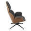 Somerton Swivel Lounge Chair Seat In Black Fabric And Brown Leatherette With Matte Black Base-744539132