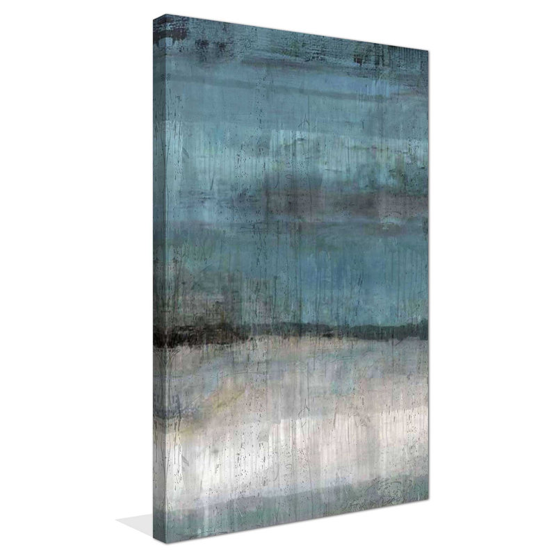 Étude en bleu clair par - Peinture, Toile tendue, H 30 po x l 18 po x P 1 po