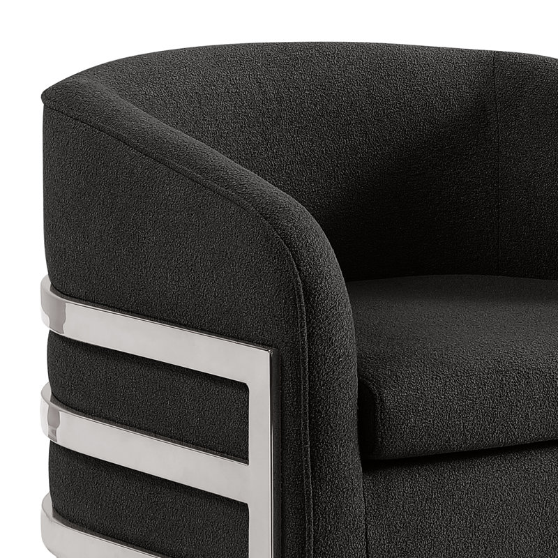 Chaise d'appoint Teddy avec structure en chrome, Argent argent, Noir