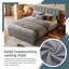 Lit plateforme tapissier pleine grandeur avec lit gigogne simple Teddy - gris, élégant et fonctionnel-2033818716