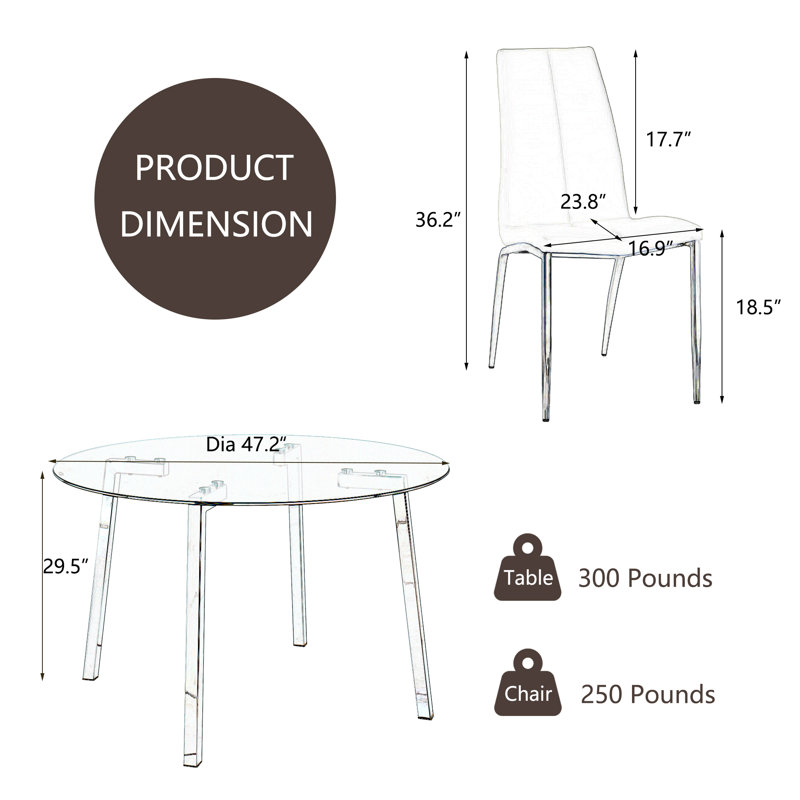 Koleigh 4 - Person Glass Top Four Leg Dining Set