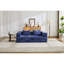 Lit de compression bleu foncé, convertible 2 places au sol avec cadre à forme fixe, tissu chenille, modulaire à monter soi-même pour petits espaces, lit sans ossature pour appartements