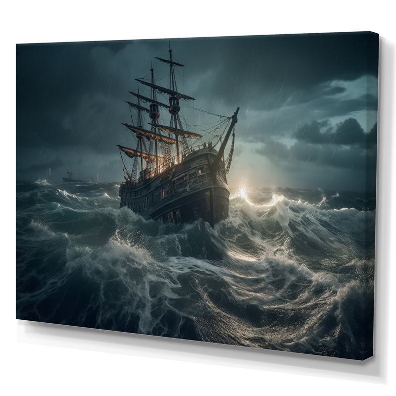 «Ship In The Middle Of A Storm I», reproduction d'art sur toile, H 30 po x l 40 po x P 1,5 po, Toile tendue