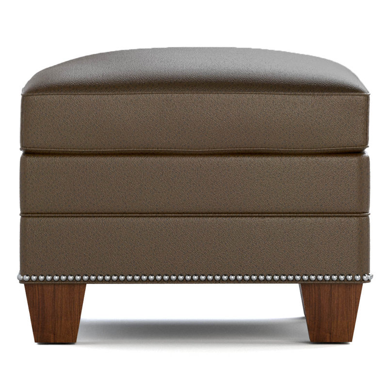 Malden Ottoman, Weston Truffle Genuine Leather