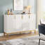 Buffet de 59 po de largeur simple moderne blanc doré