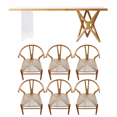 6 - Person Solid Wood Top Double Pedestal Dining Set