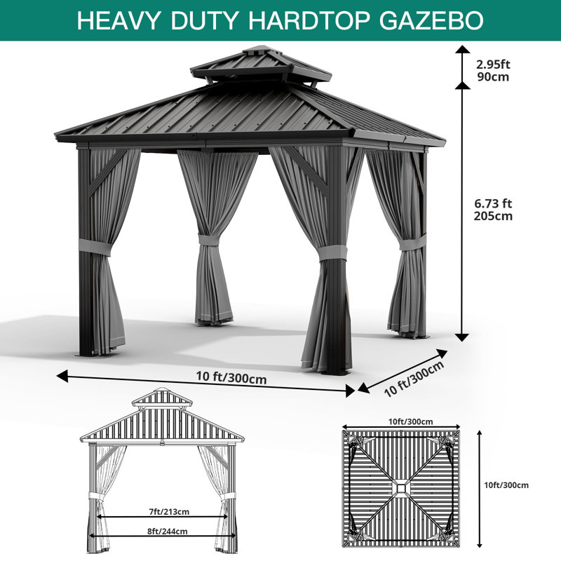 Pavillon de jardin extérieur 10 x 10 pi permanent