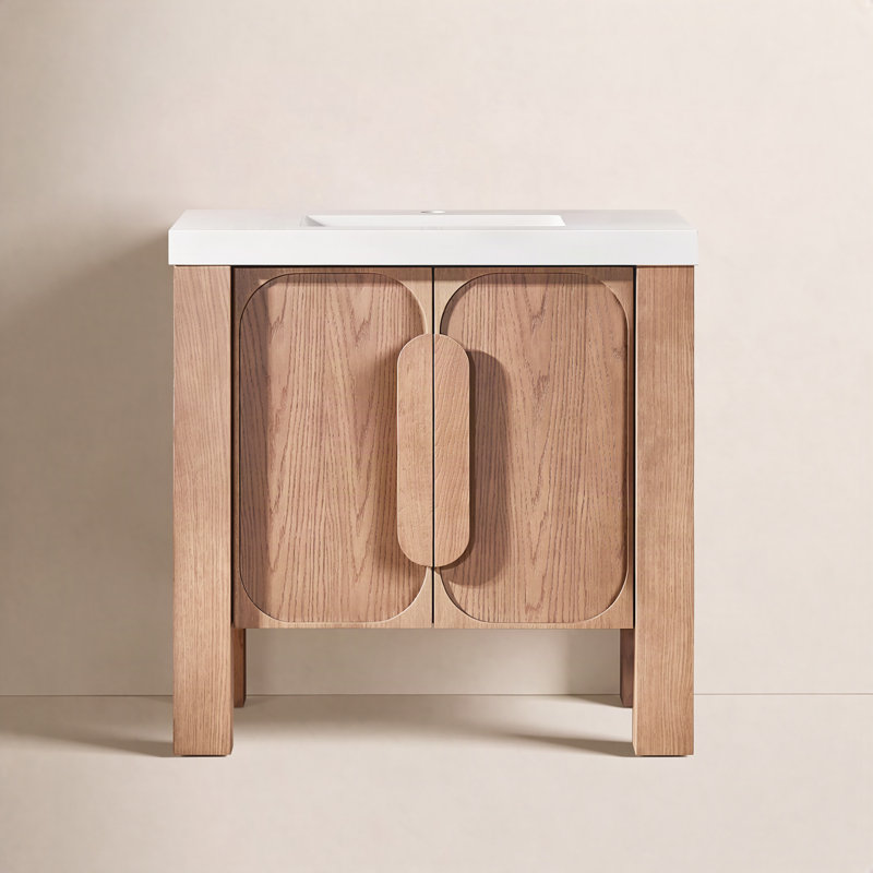 Meuble-lavabo simple 36 po Abella Munich, Naturel, Blanc