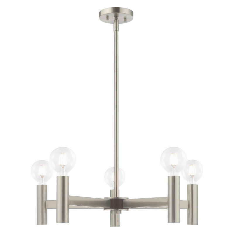 Martella 5-Light Chandelier, Nickel brossé, H 6 po x l 25 po x P 25 po