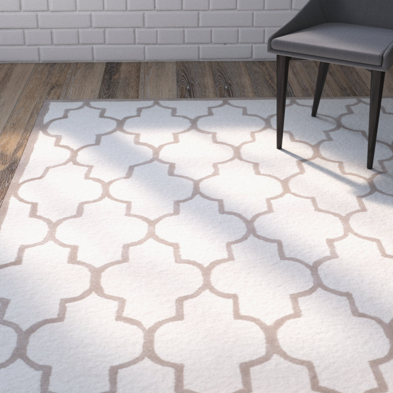 Rotteck Geometric Wool Hand Woven Area Rug, Rectangle 122 x 183 cm