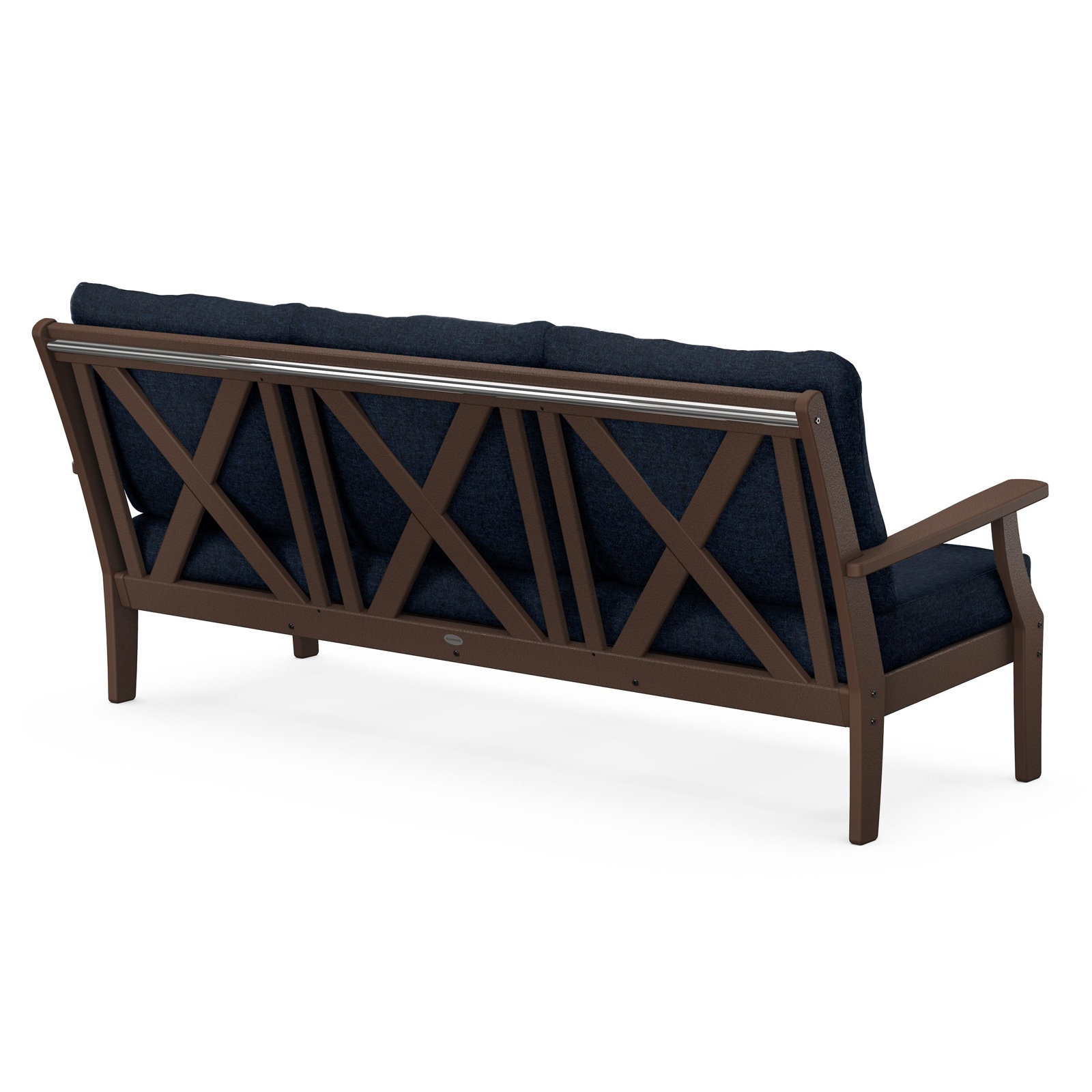 Braxton Deep Seating Sofa, Mahogany, Dune Burlap