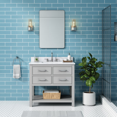 Brooks 37'' Single Bathroom Vanity with Engineered Marble Top