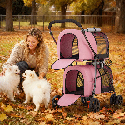 Folding Pet Standard Stroller with Detachable Carrier