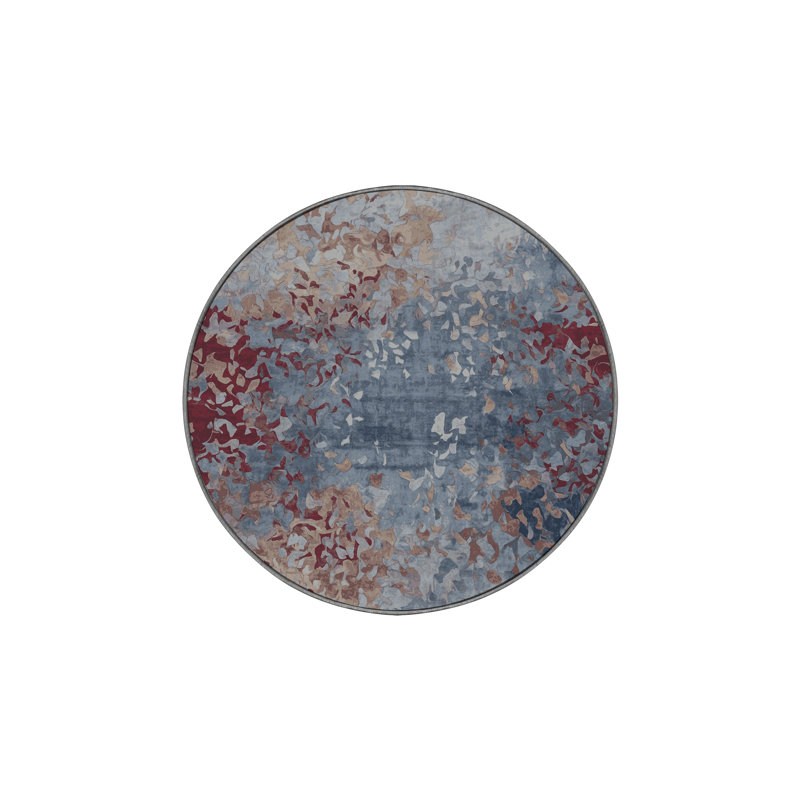 Machine Washable Gray Area Rug, Round 8'