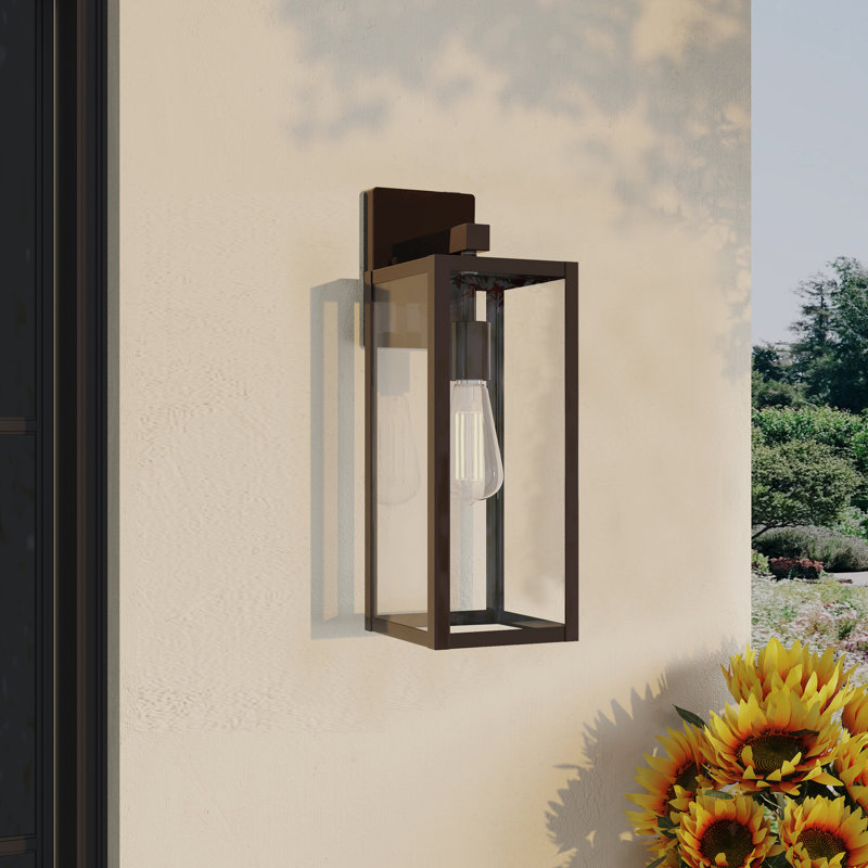 Applique murale d'extérieur 1 lumière, H 18 po x l 6 po x P 6 po, Bronze