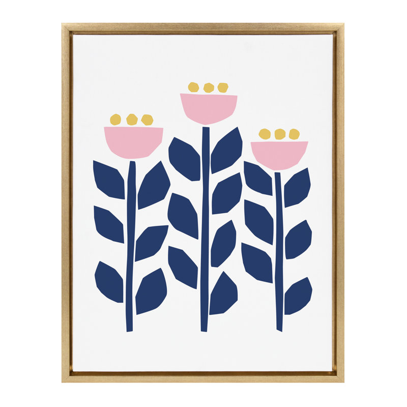 «Scandinavian Flowers» par Myriam Van Neste, reproduction d'art sur toile encadrée, Doré