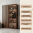 62.99" Vintage-Style Minimalist Walnut Glass Display Cabinet, Double Cabinet Combination Set, With LED Lighting