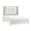 Tête de lit à DEL grand lit, blanc antique, décoration de chambre à coucher moderne avec finition blanche et coussin