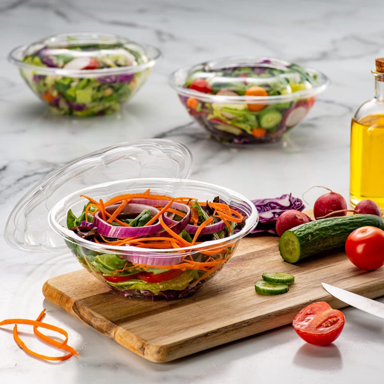 32 oz Salad To-Go Containers - Clear Plastic Disposable Salad Containers/Bowls with Airtight Lids